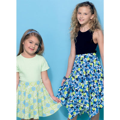 McCall's Pattern M7345 Childrens Girls Straight Handkerchief or High Low Hem Skirts 7345 Image 2 From Patternsandplains.com.jpg