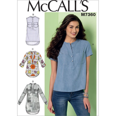 McCall's Pattern M7360 Misses Henley Tops 7360 Image 1 From Patternsandplains.com