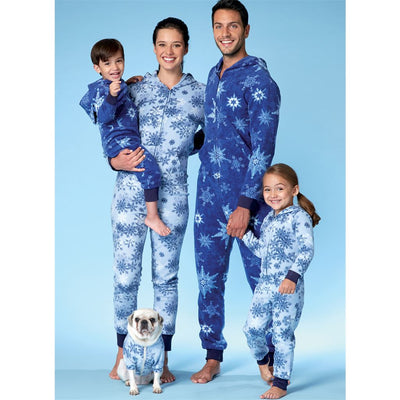 McCall's Pattern M7518 Mens Misses Boys Girls Childrens Hooded Jumpsuits and Dog Coat with Kangaroo Pocket 7518 Image 2 From Patternsandplains.com.jpg