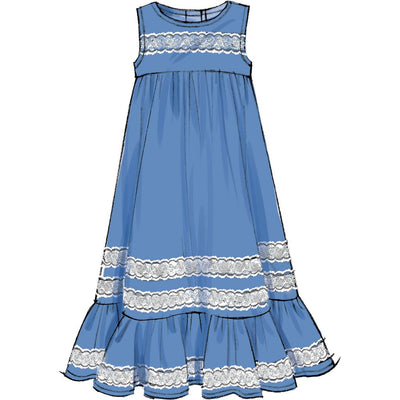 McCall's Pattern M7558 Childrens Girls Sleeveless and Ruffle Sleeve Empire Waist Dresses 7558 Image 5 From Patternsandplains.com.jpg