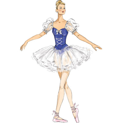 McCall's Pattern M7615 Misses Ballet Costumes with Fitted Boned Bodice and Skirt and Sleeve Variations 7615 Image 3 From Patternsandplains.com.jpg