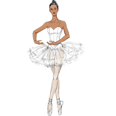 McCall's Pattern M7615 Misses Ballet Costumes with Fitted Boned Bodice and Skirt and Sleeve Variations 7615 Image 5 From Patternsandplains.com.jpg