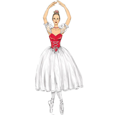 McCall's Pattern M7615 Misses Ballet Costumes with Fitted Boned Bodice and Skirt and Sleeve Variations 7615 Image 6 From Patternsandplains.com.jpg