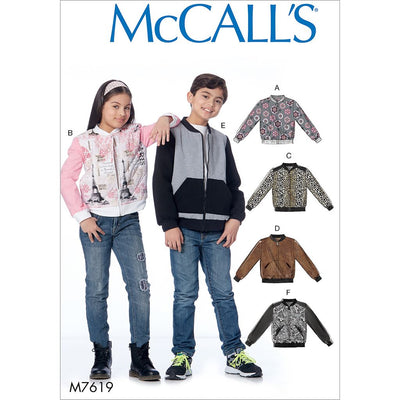 McCall's Pattern M7619 Childrens Girls Boys Bomber Jackets 7619 Image 1 From Patternsandplains.com