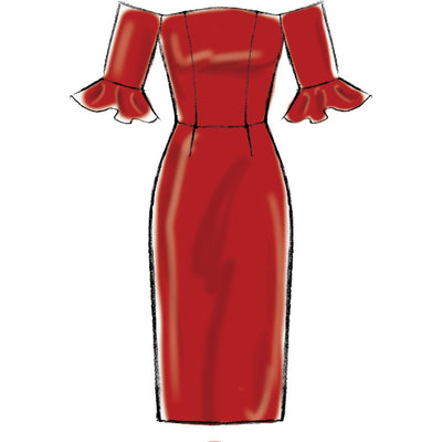 McCall's Pattern M7654 Misses Miss Petite Dresses with Mix and Match Shoulder Sleeve and Skirt Variations 7654 Image 6 From Patternsandplains.com.jpg