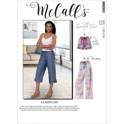 McCall's Pattern M8063 #JuliaMcCalls Misses Drawstring Shorts and Pants with Pockets 8063 Image 1 From Patternsandplains.com