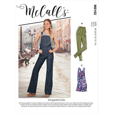 McCall's Pattern M8162 #AngieMcCalls Misses Flared Jeans Overalls Skinny Jeans and Shortalls 8162 Image 1 From Patternsandplains.com