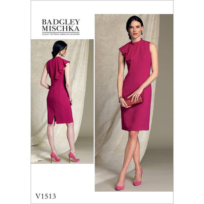 Vogue Pattern V1513 Misses Misses Petite Asymmetrical Draped Neck Dress 1513 Image 1 From Patternsandplains.com