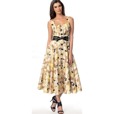 Vogue Pattern V9182 Misses Button Down Flared Skirt Dresses 9182 Image 2 From Patternsandplains.com.jpg