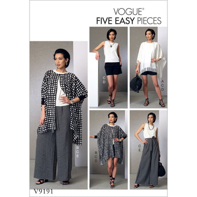 Vogue Pattern V9191 Misses Ponchos Back Pleat Top Shorts and Wide Leg Wrap Pants 9191 Image 1 From Patternsandplains.com