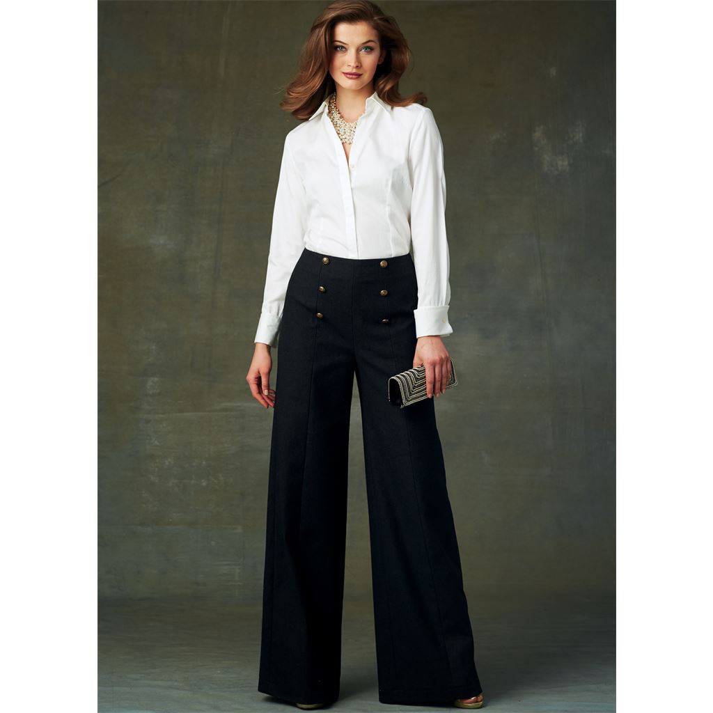 Vogue Pattern V9282 Misses High Waisted Pants with Button Detail 9282 Image 2 From Patternsandplains.com.jpg