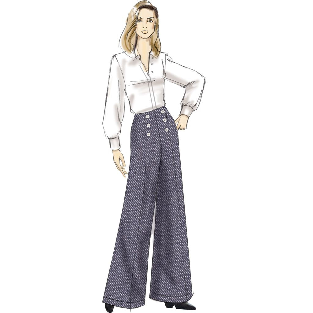 Vogue Pattern V9282 Misses High Waisted Pants with Button Detail 9282 Image 4 From Patternsandplains.com.jpg