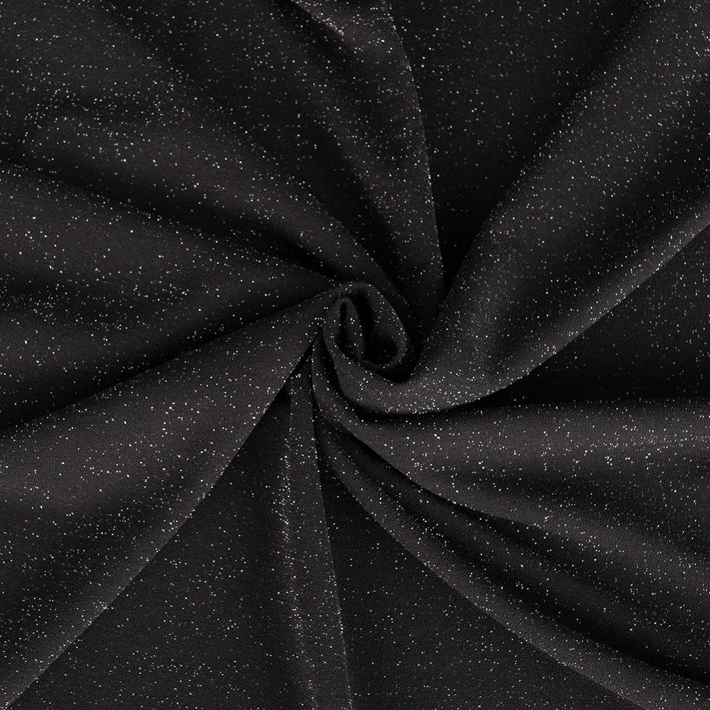 Sparks - Black Scuba Crepe Stretch Fabric Sample