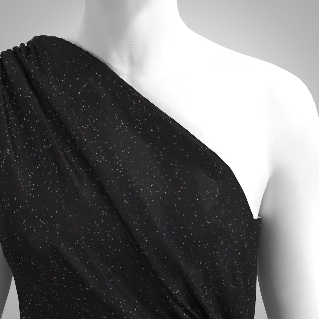 Sparks - Black Scuba Crepe Stretch Fabric Sample