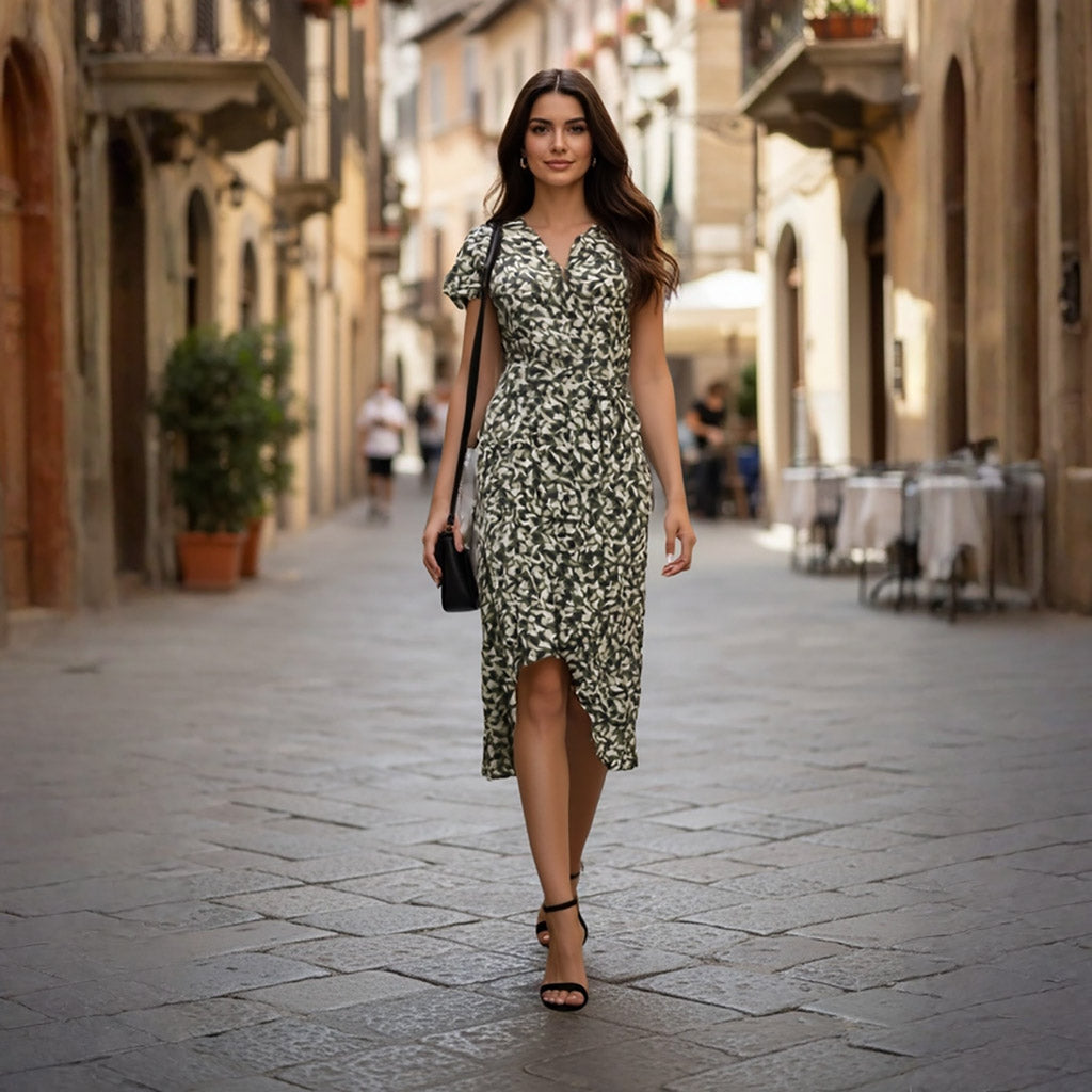 Linz - Olven Green Trapeze Viscose Woven Twill Fabric