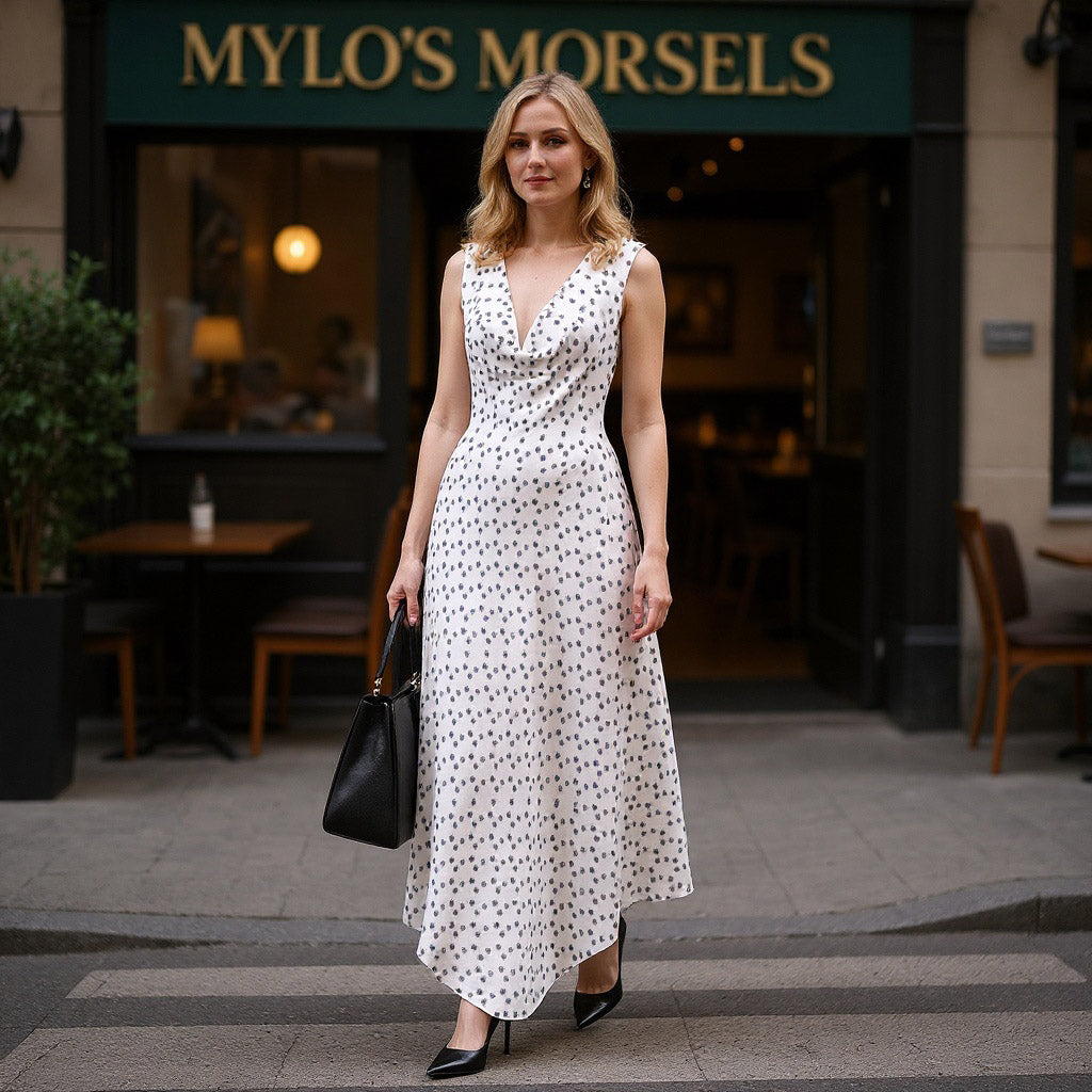 Linz - Black on Ecru Scribble Viscose Woven Twill Fabric