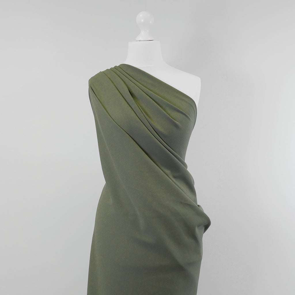 Abbey - Dill Green Light Scuba Stretch Crepe Fabric - 1.90m Remnant