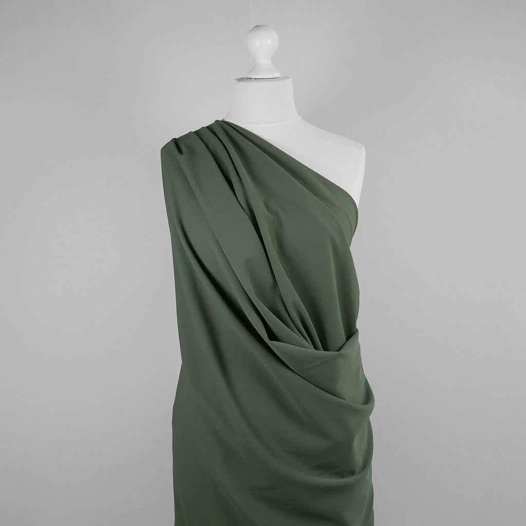 Abbey - Kelp Green Light Scuba Stretch Crepe Fabric Sample