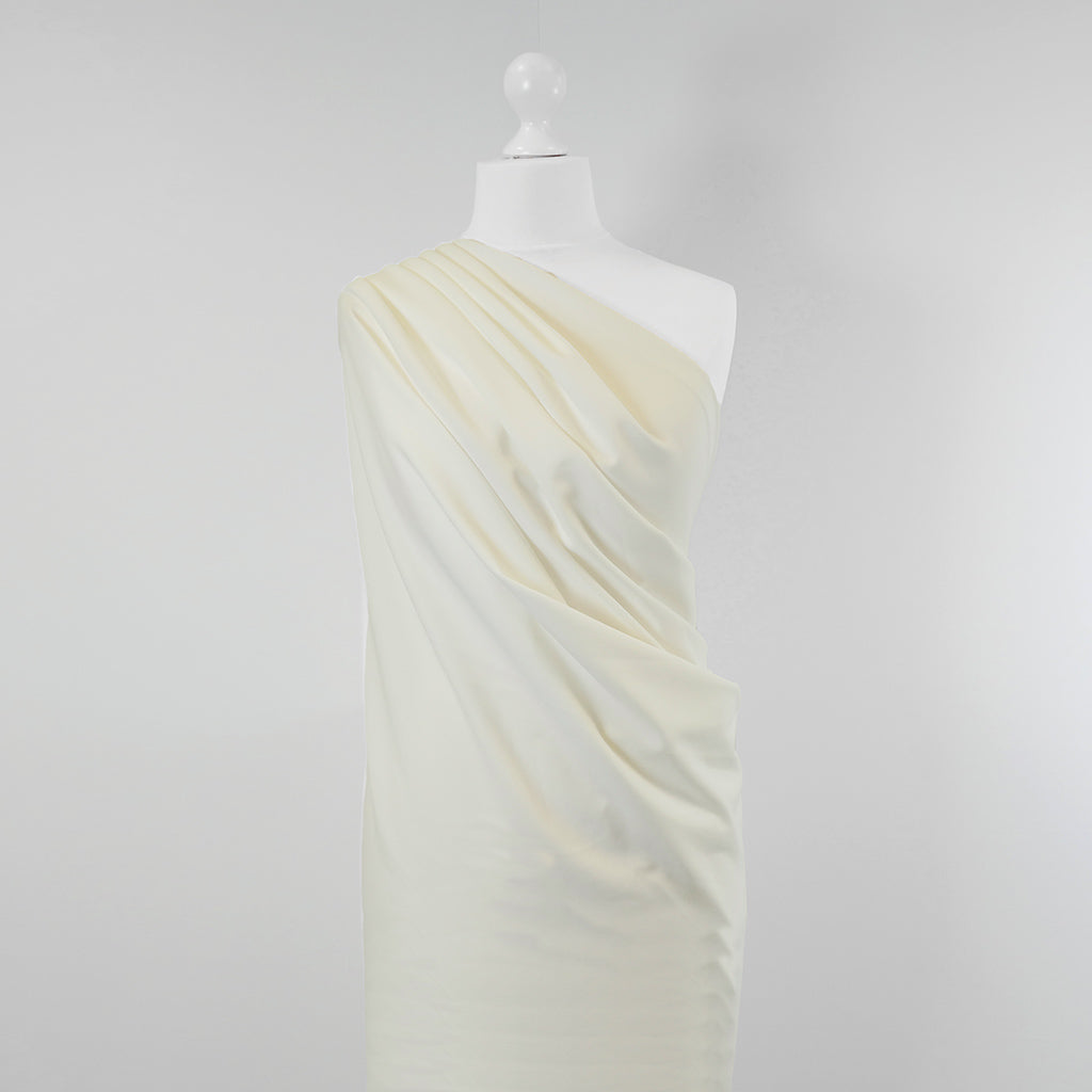 Abbey - Single Cream Light Scuba Stretch Crepe Fabric - 2.10m Remnant