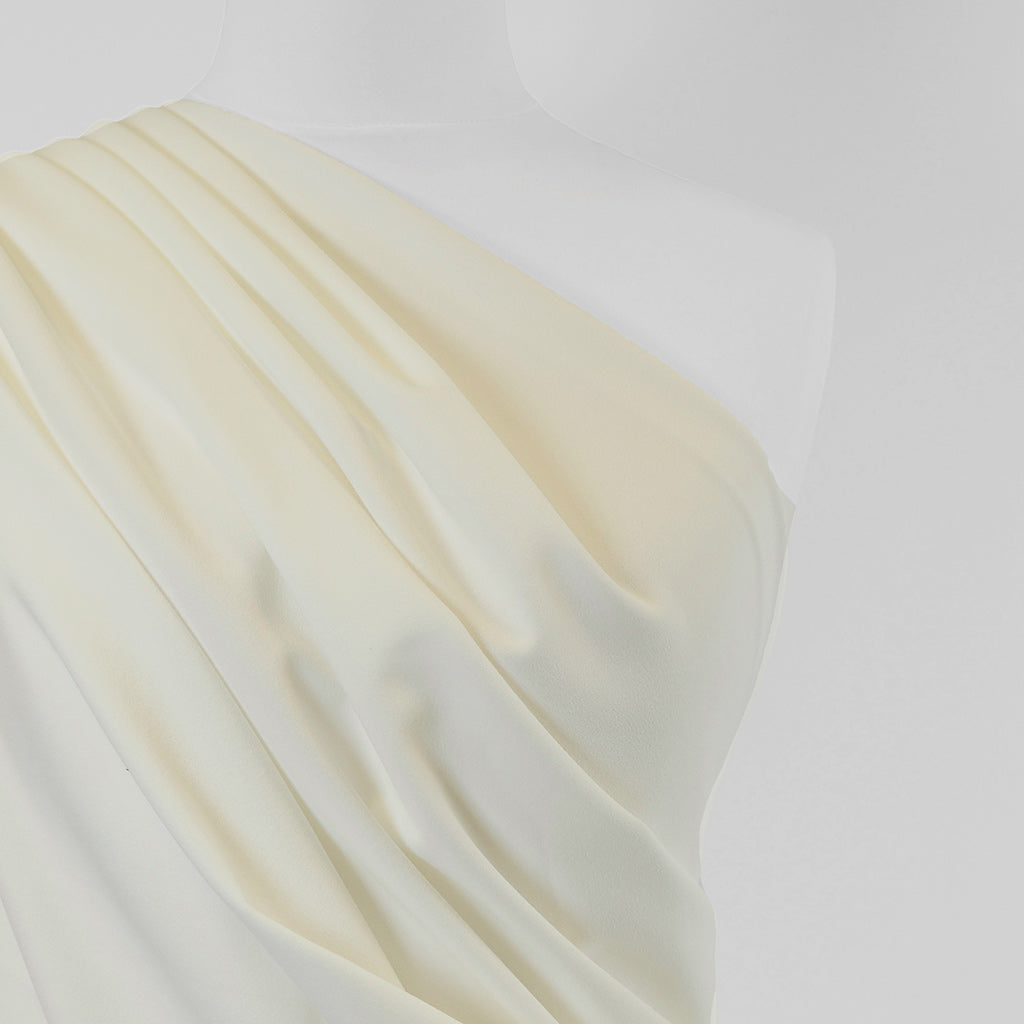 Abbey - Single Cream Light Scuba Stretch Crepe Fabric - 2.10m Remnant