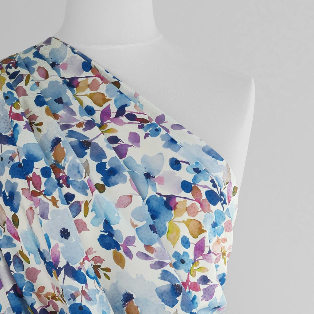 Adria - Blue Scatter Satin Jacquard Woven Fabric