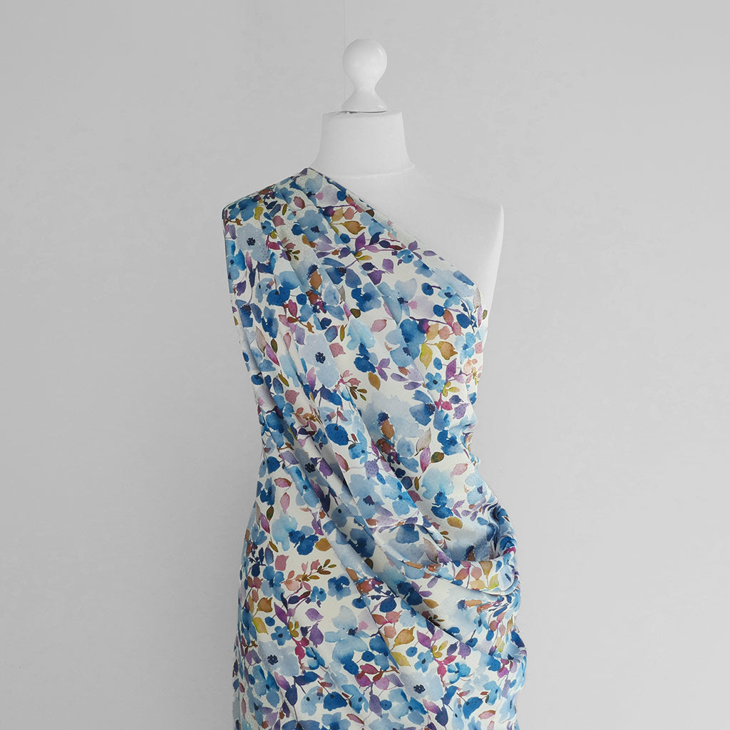 Adria - Blue Scatter Satin Jacquard Woven Fabric