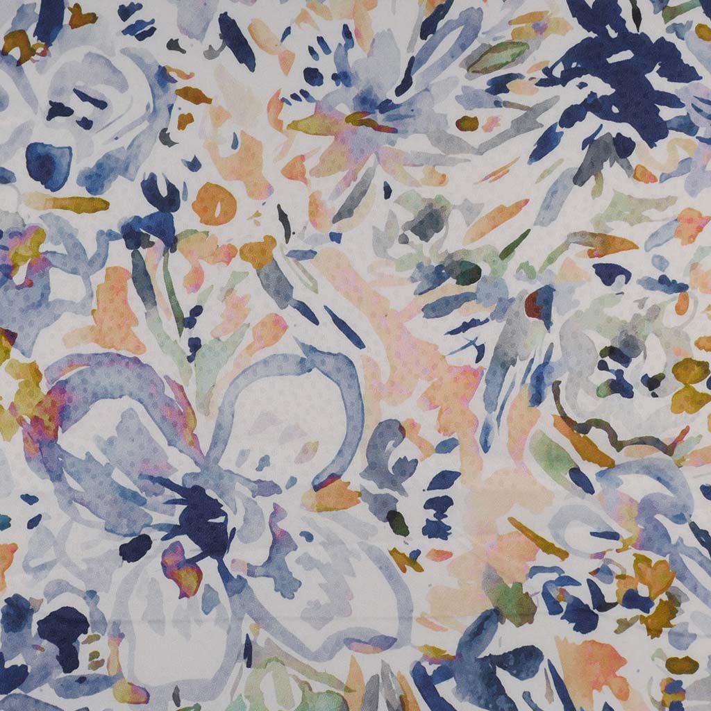 Adria - Blue Watercolour Satin Jacquard Woven Fabric