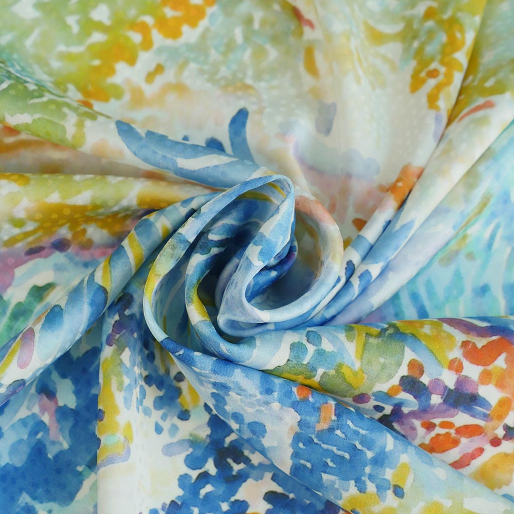 Adria - Bright Pastel Island Life Satin Jacquard Woven Fabric