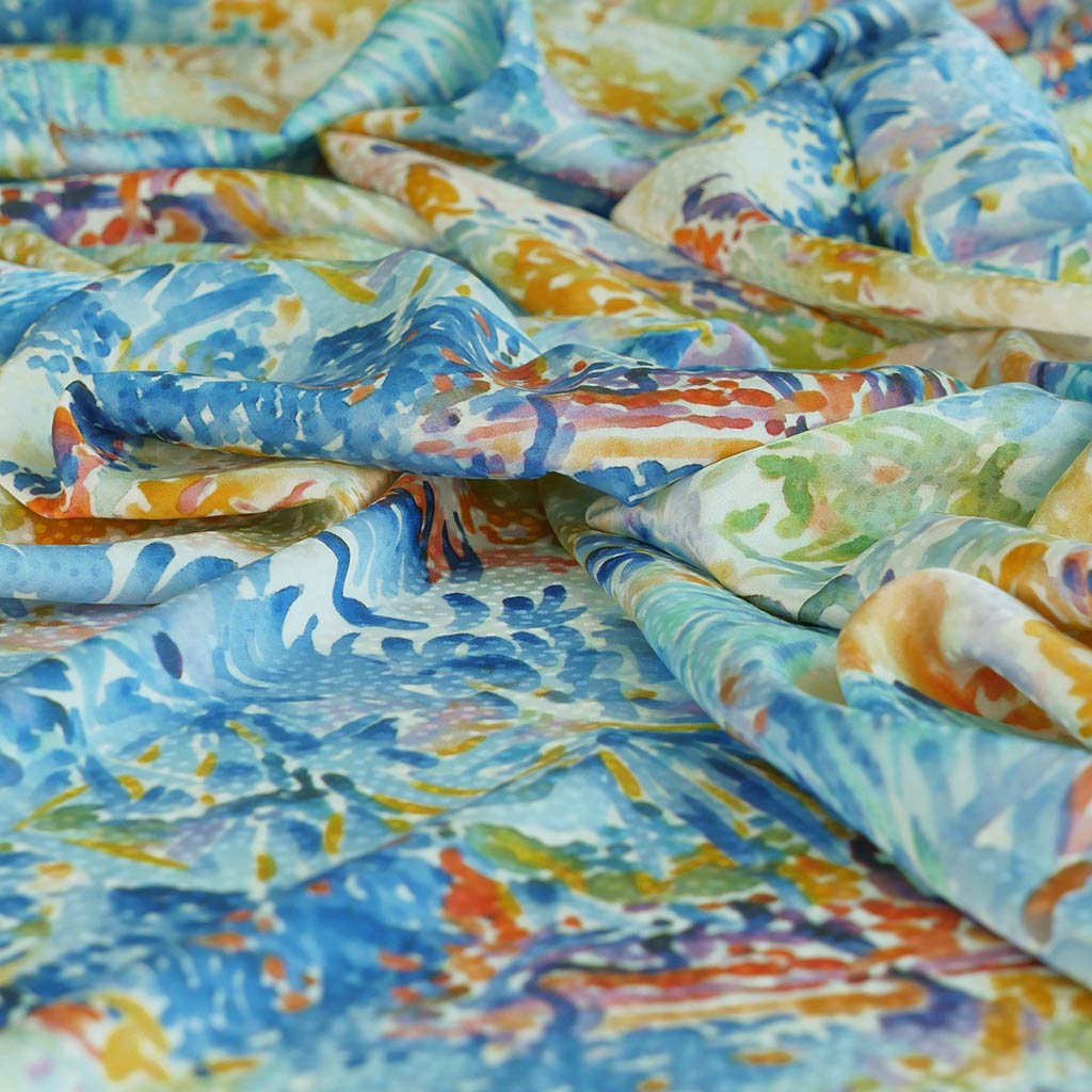 Adria - Bright Pastel Island Life Satin Jacquard Woven Fabric