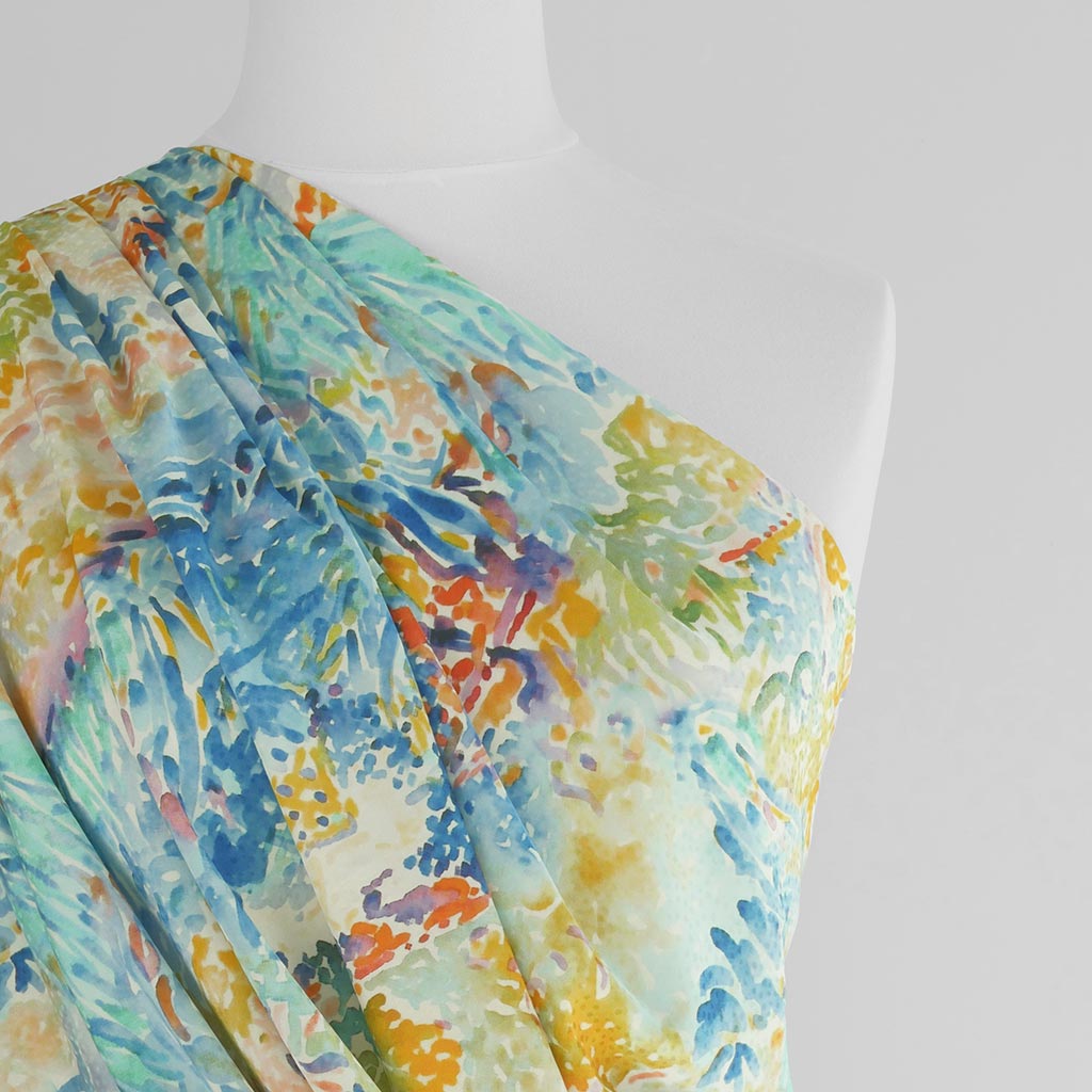 Adria - Bright Pastel Island Life Satin Jacquard Woven Fabric