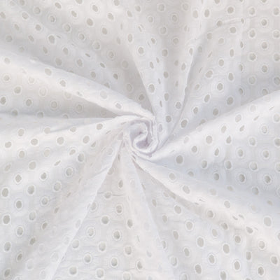 Alice - White Circles Cotton Broderie Anglaise Woven Fabric