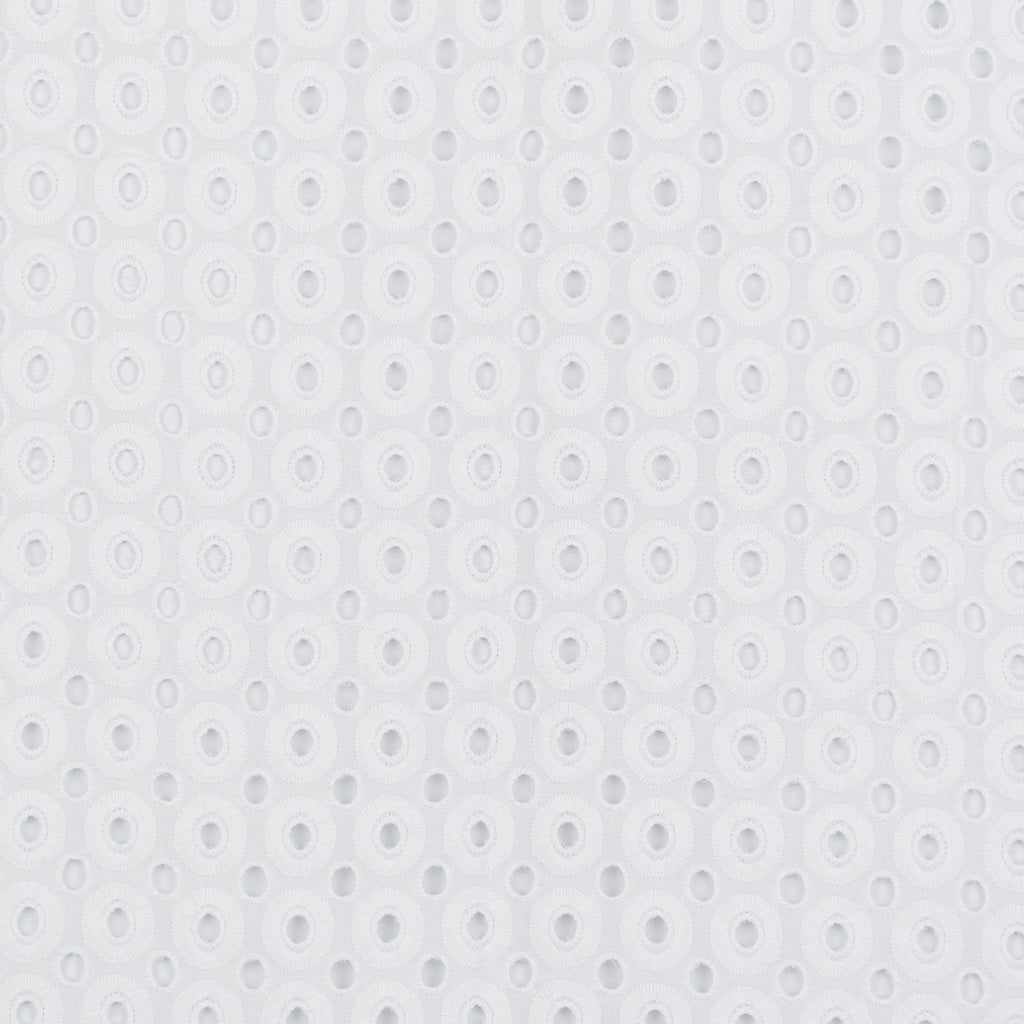 Alice - White Circles Cotton Broderie Anglaise Woven Fabric