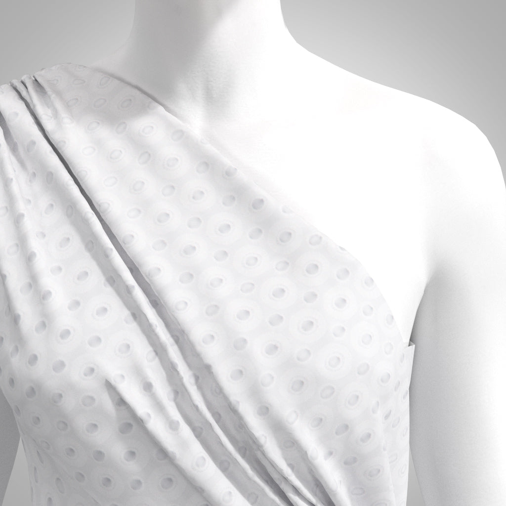 Alice - White Circles Cotton Broderie Anglaise Woven Fabric