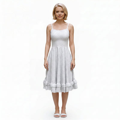 Alice - White Circles Cotton Broderie Anglaise Woven Fabric