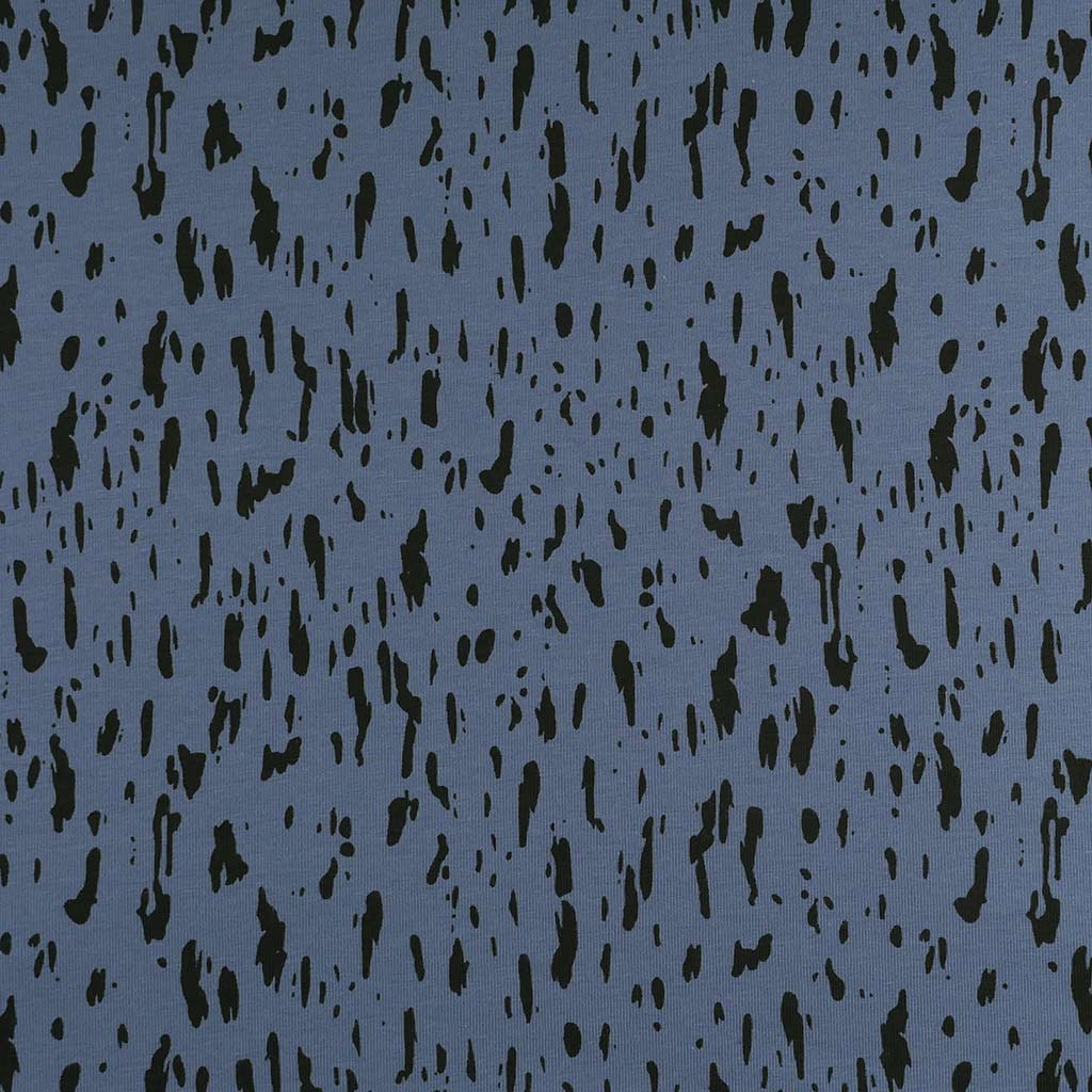 Arizona - Jeans Blue Dashes, Single Jersey Organic Cotton Elastane Fabric Main Image from Patternsandplains.com