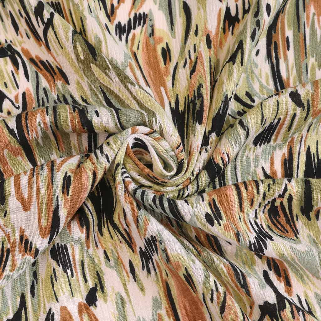 Avignon - Green Swish Viscose Crinkle Woven Fabric