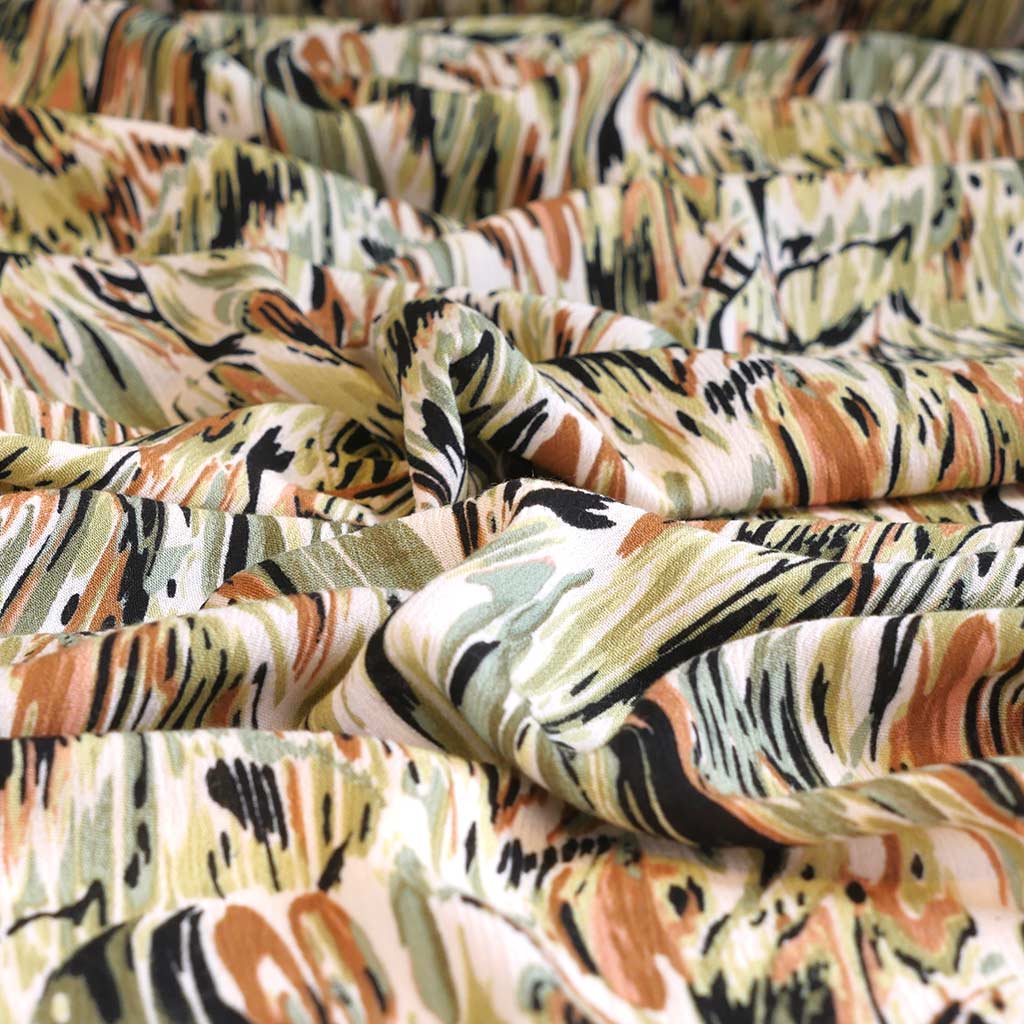 Avignon - Green Swish Viscose Crinkle Woven Fabric