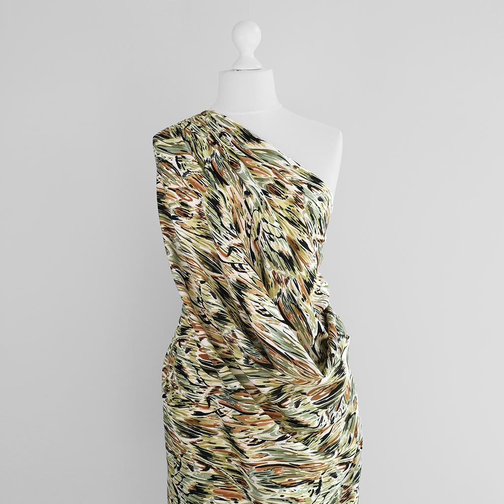 Avignon - Green Swish Viscose Crinkle Woven Fabric