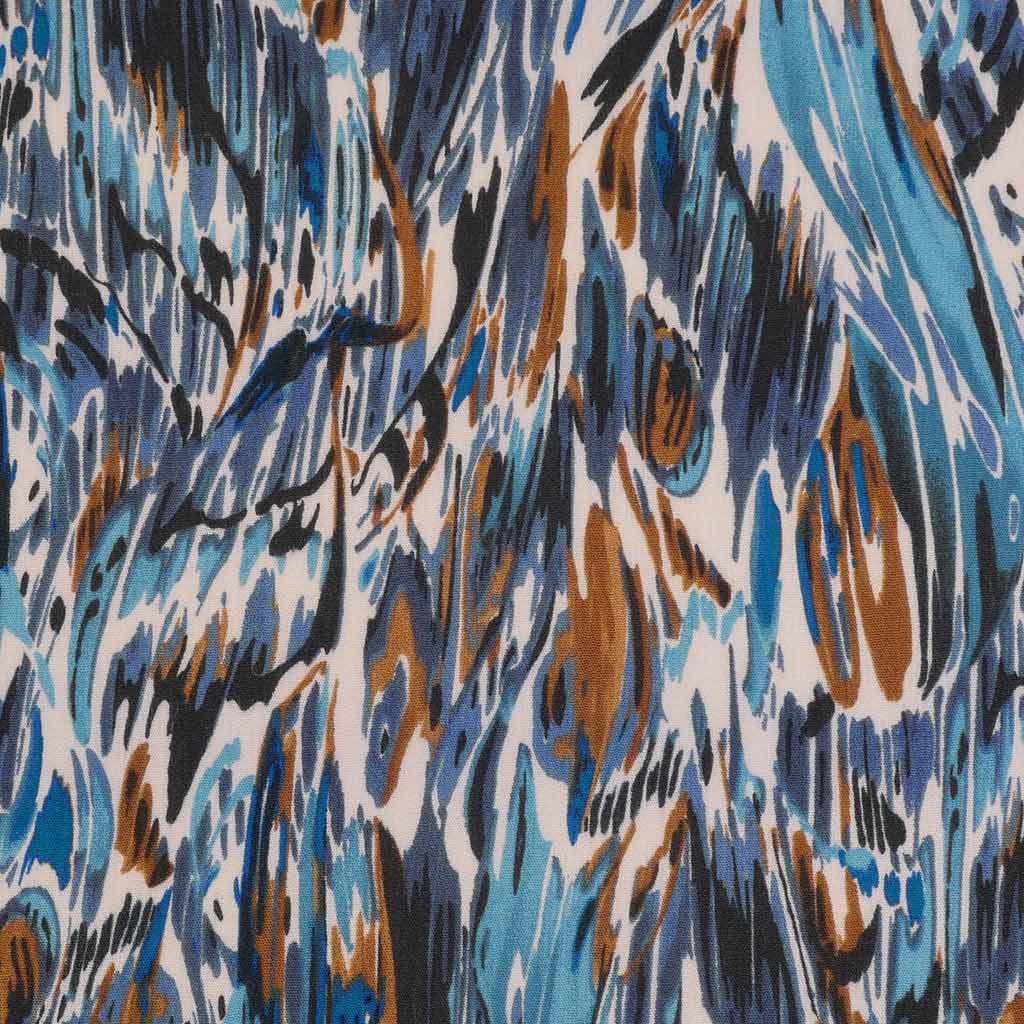 Avignon - Teal Blue Swish Viscose Crinkle Woven Fabric