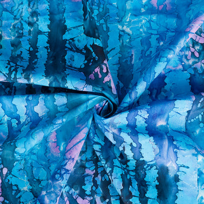 Bali - Aqua Blue Birch Trees Batik Printed Woven Fabric