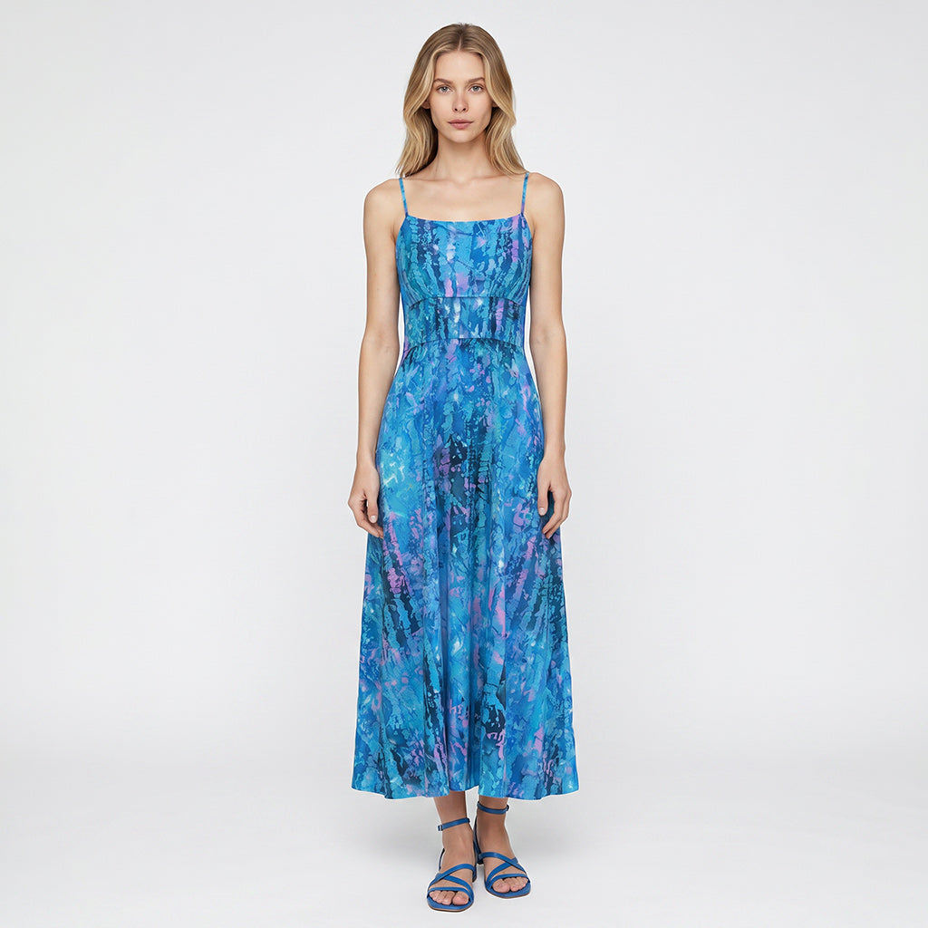 Bali - Aqua Blue Birch Trees Batik Printed Woven Fabric