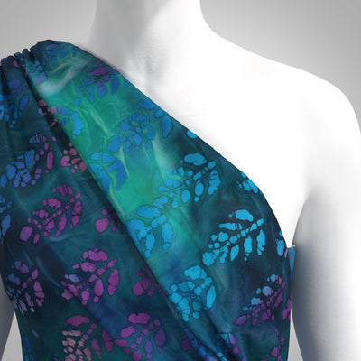 Bali - Blue and Green Leaf Batik Printed Woven Fabric