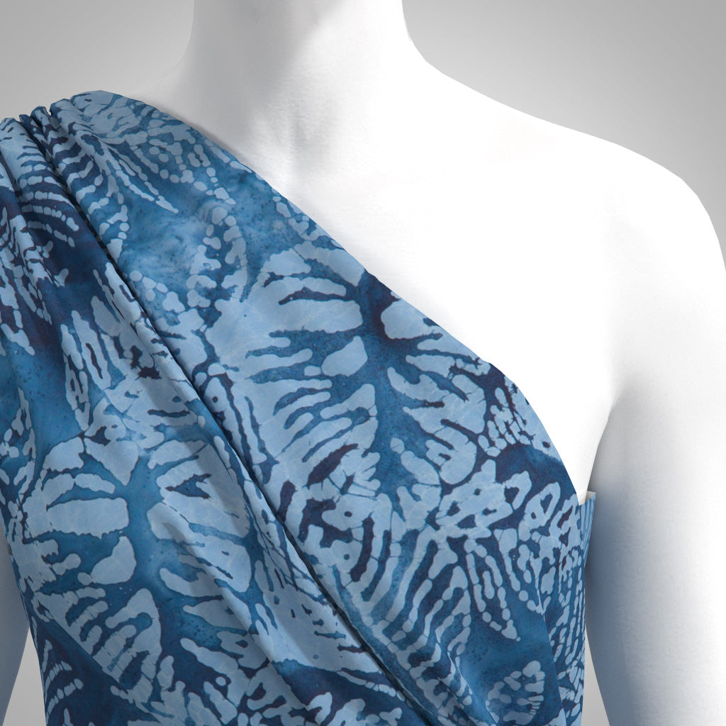 Bali - Denim Blue Jungle Batik Printed Woven Fabric