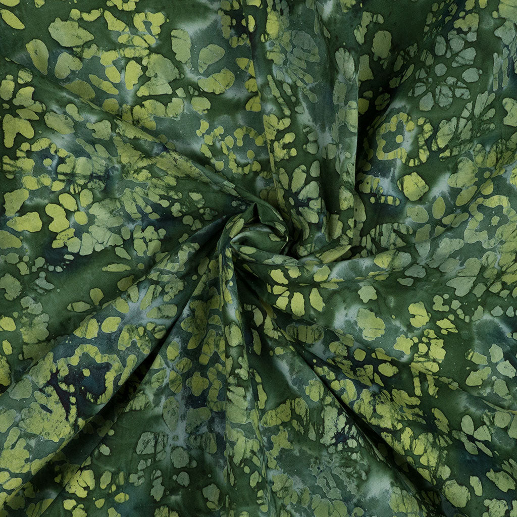 Bali - Green Filigree Batik Printed Woven Fabric