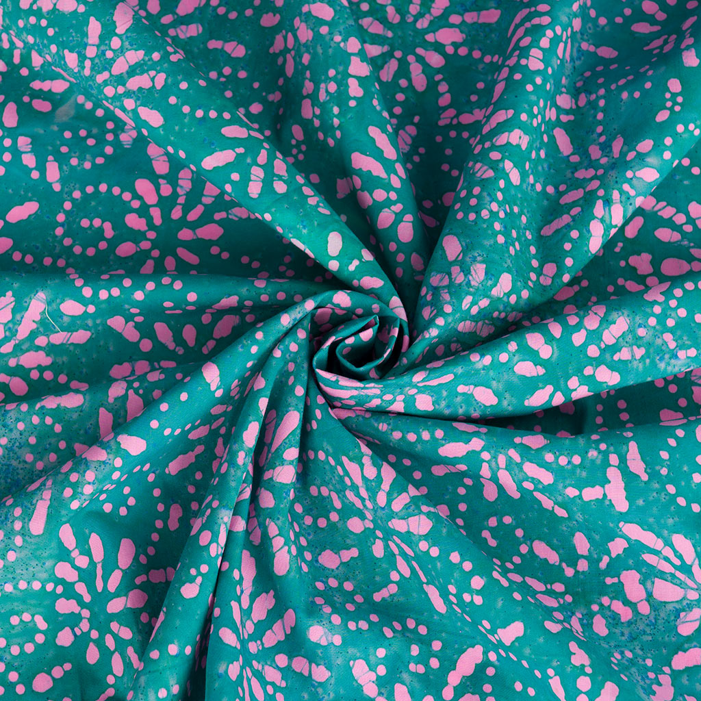 Bali - Green Star Burst Batik Printed Woven Fabric