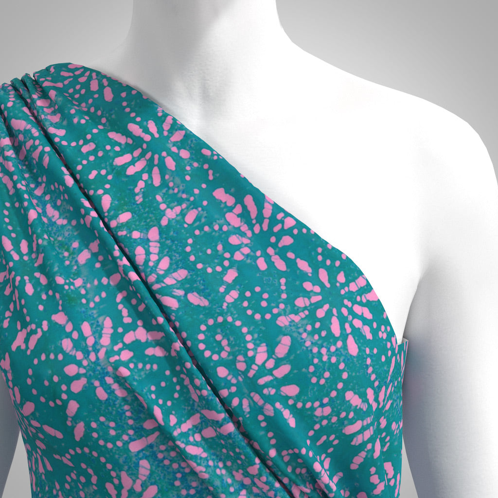 Bali - Green Star Burst Batik Printed Woven Fabric