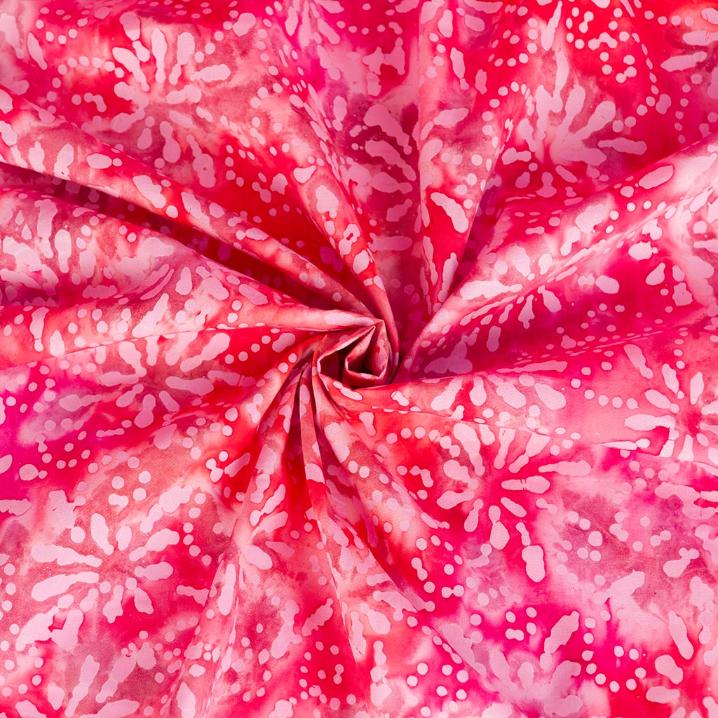 Bali - Grenadine Pink Star Burst Batik Printed Woven Fabric