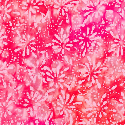 Bali - Grenadine Pink Star Burst Batik Printed Woven Fabric