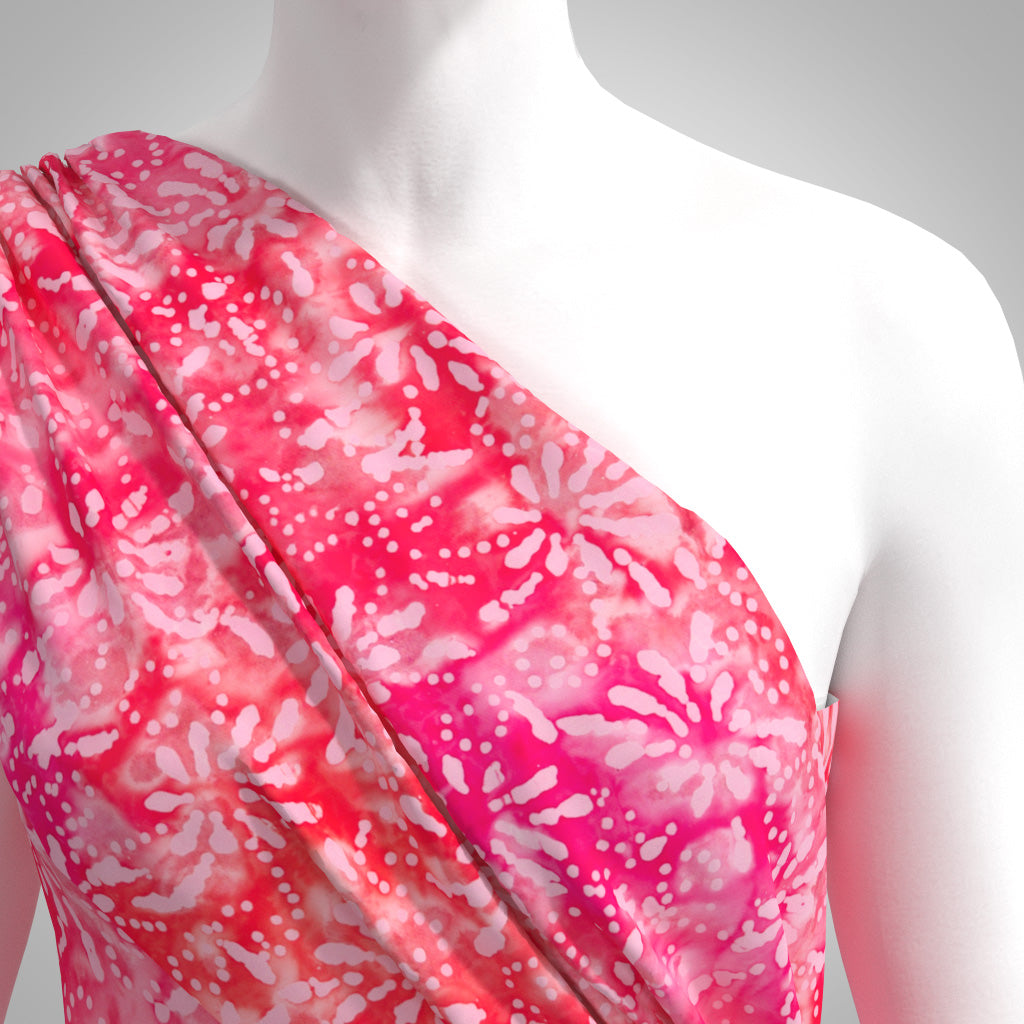 Bali - Grenadine Pink Star Burst Batik Printed Woven Fabric