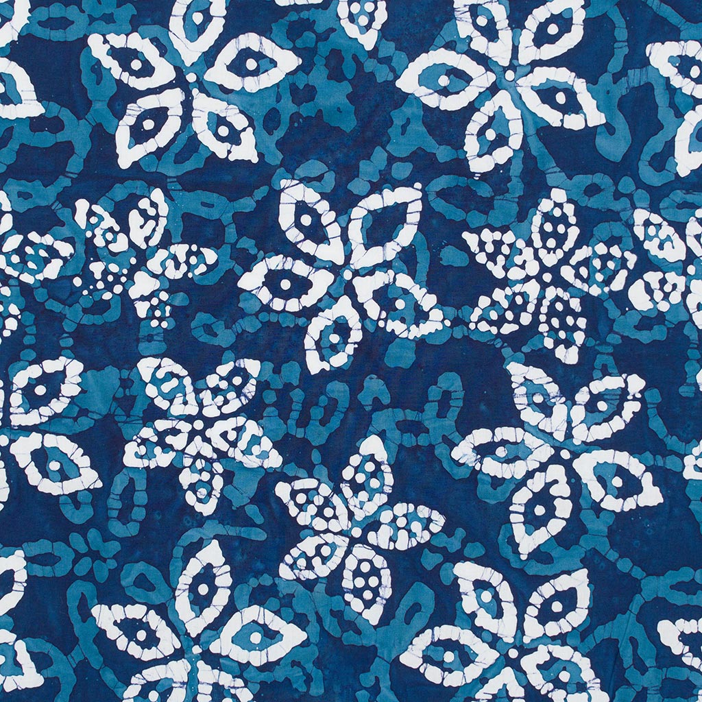 Bali - Navy Periwinkle Batik Printed Woven Fabric